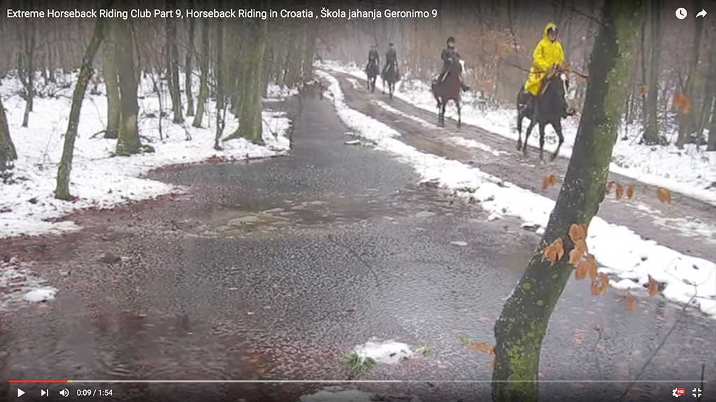 Riding in the rain, mud sliding down the slopes